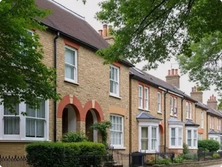 Row of terraced houses sharing party walls